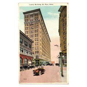 Lowry Building St Paul Minn Postcard Vintage 1917 Mailed Divided Cars Street